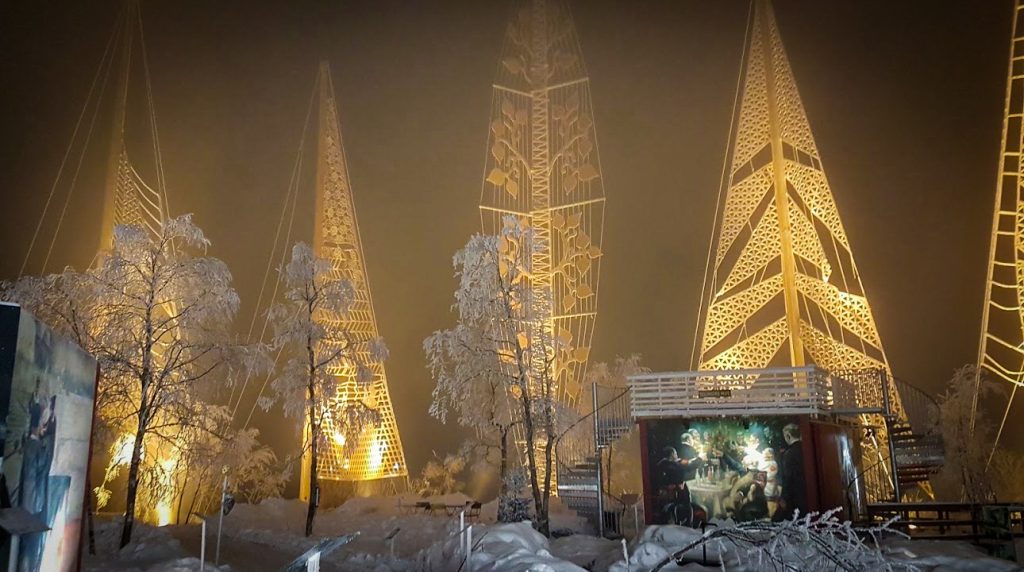 Light up trees at rose castle art installation