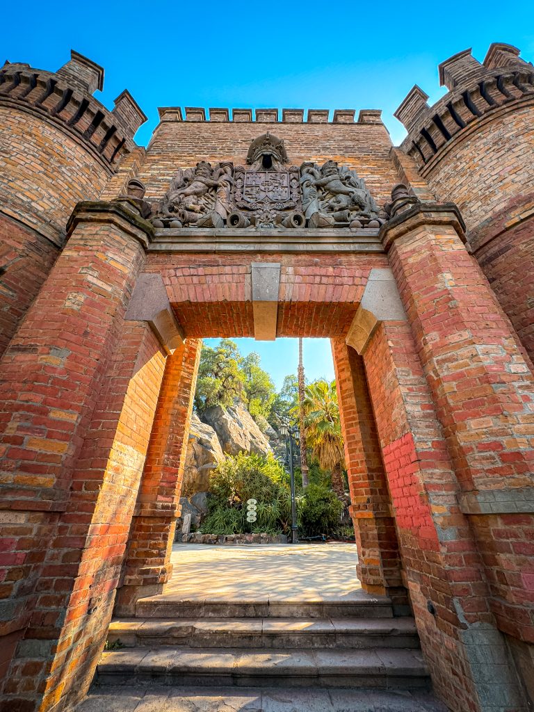 Decorative stone fortress entrance on Santa Lucia Hill