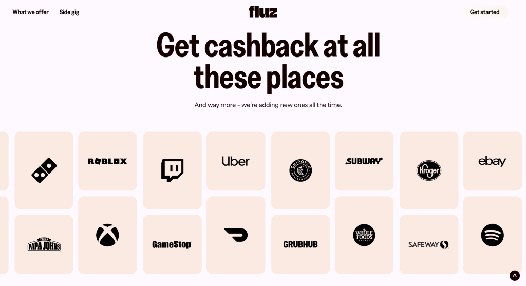 Get cash back at places such as chipotle, Uber, Whole Foods and more with Fluz
