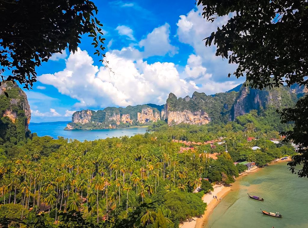 Peninsula with sea on both sides from above at Railay viewpoint