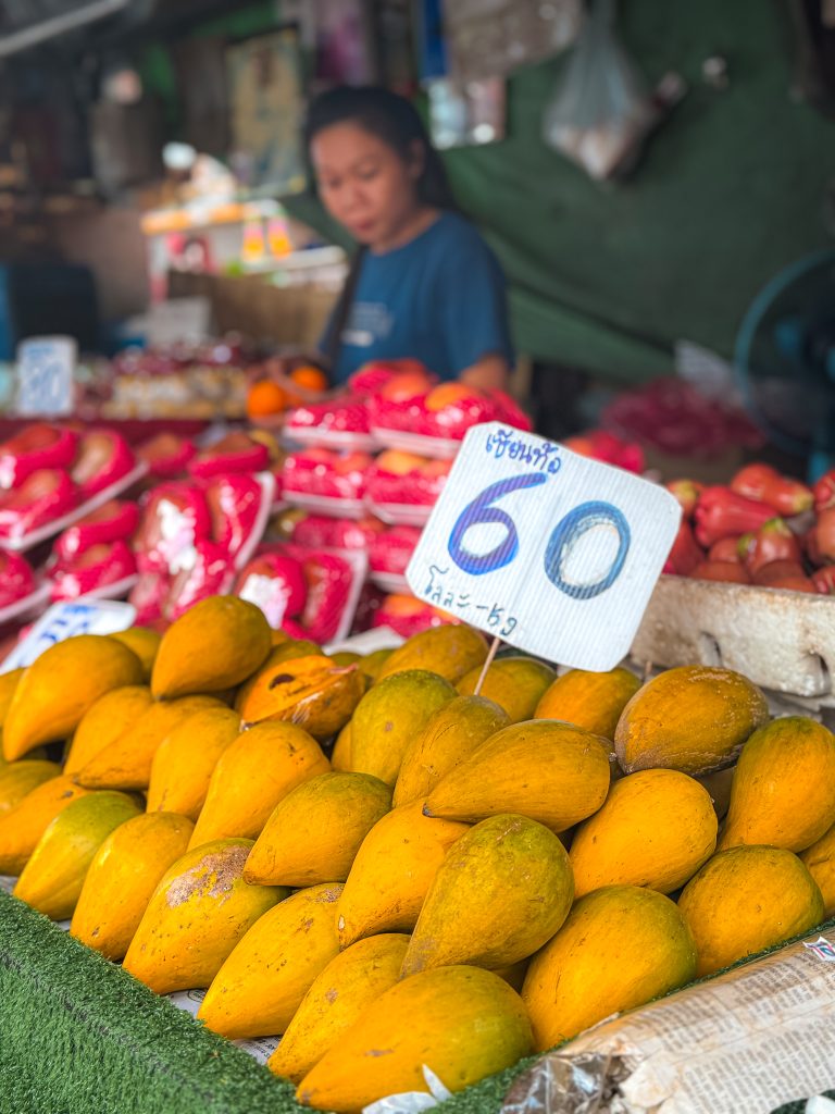 Tropical fruit stand at a Thai market