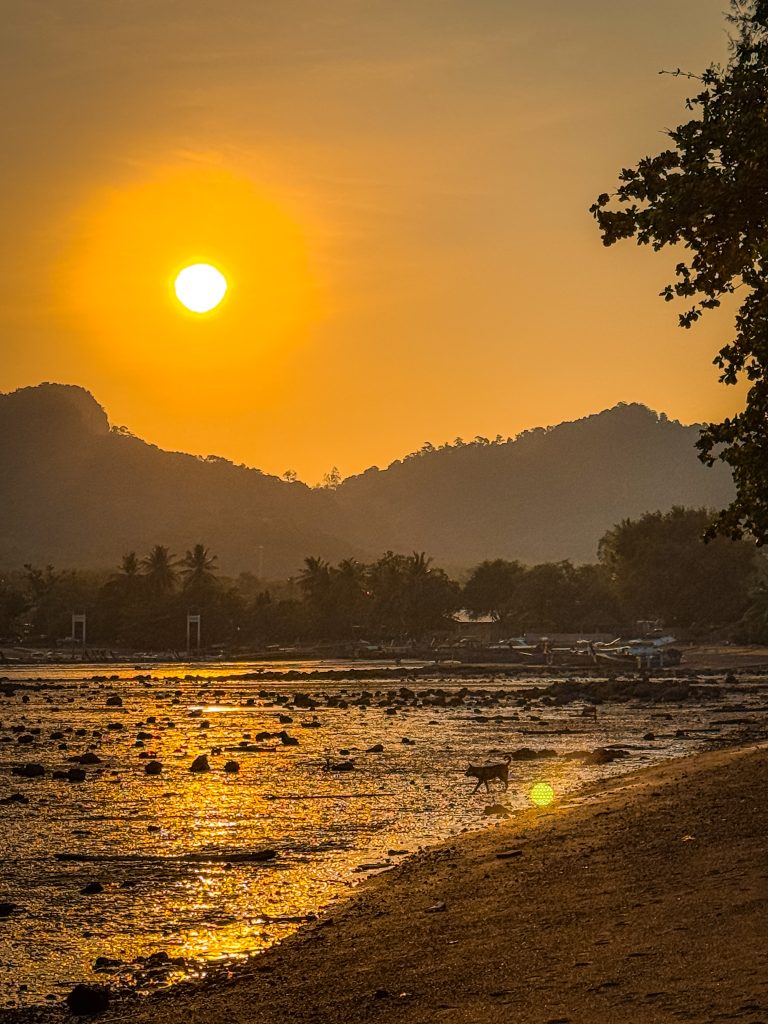 Sunset over the beach in Krabi