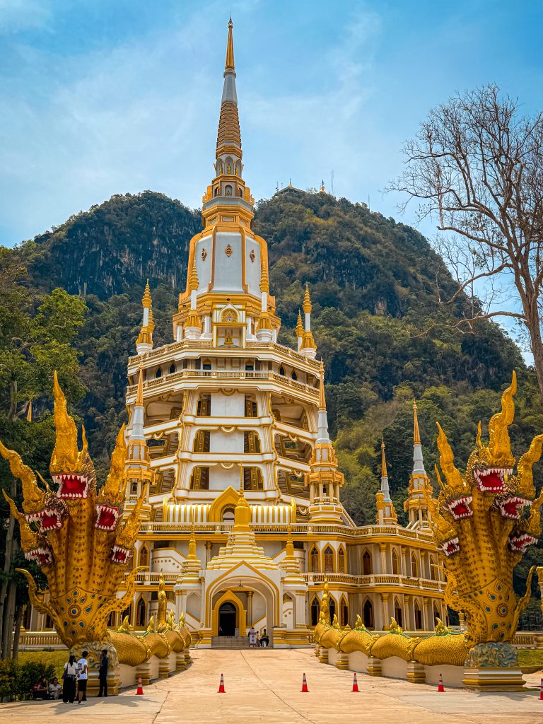 Entrance to Tiger Cave Temple guarded by 2 3-headed dragons
