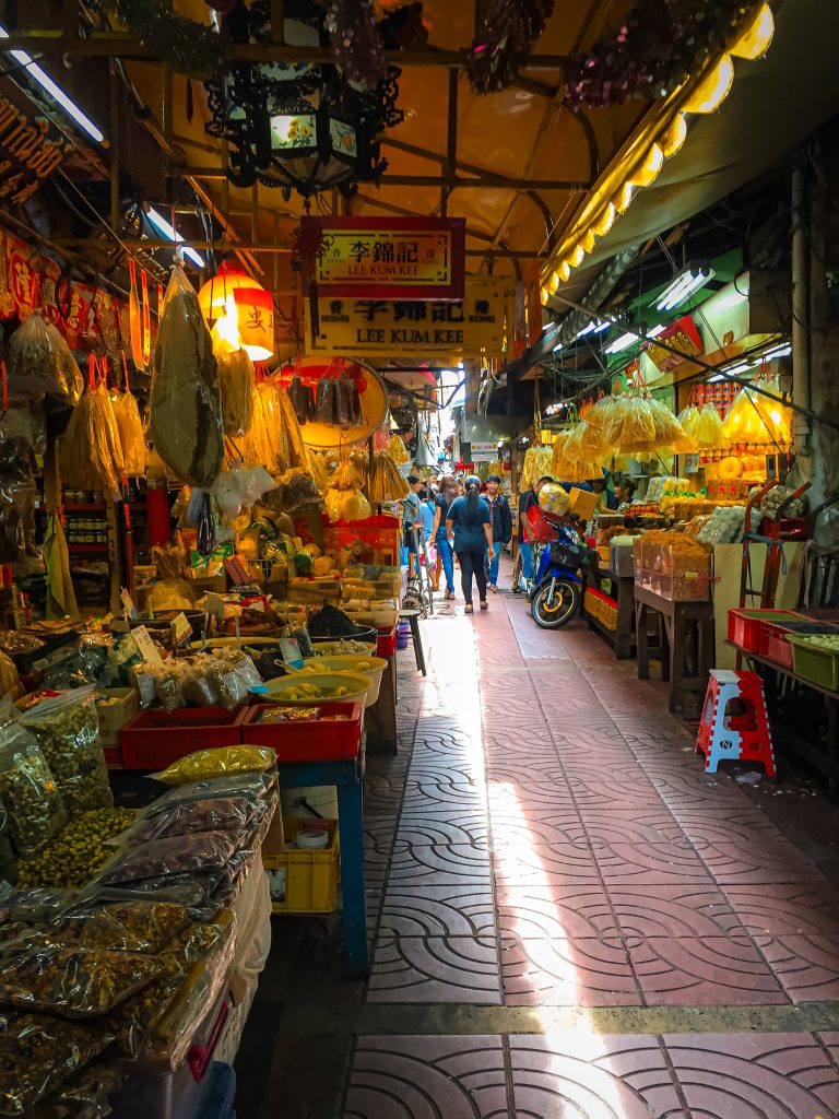 Dark and narrow alley in a market
