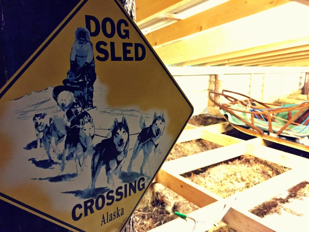 Dog sled crossing sign